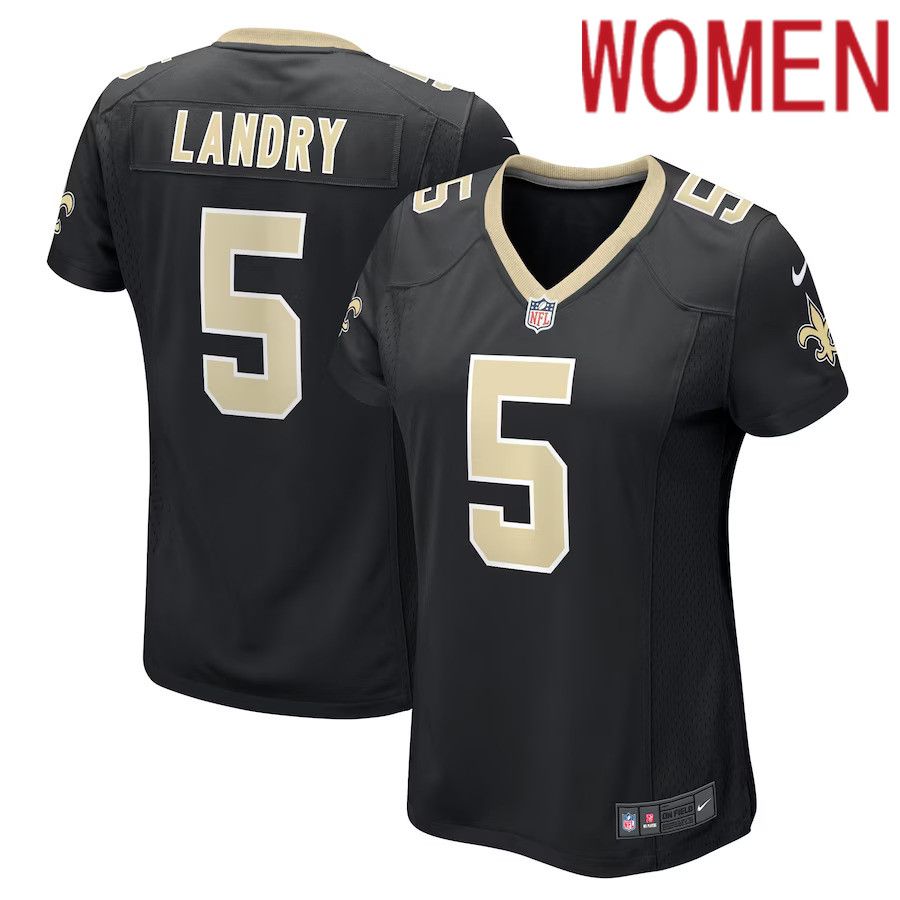 Women New Orleans Saints #5 Jarvis Landry Nike Black Player Game NFL Jersey->women nfl jersey->Women Jersey